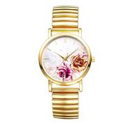 JewelryWe Reloj de Correa Elástic Mujer: Relojes de Pulsera Cuarzo Analógicos Redonda Esfera de Pintadas Rústica Escala de Barras Correa de Acero Inoxidable - para Ocio Negocios Regalos