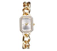 JewelryWe Reloj de Cuarzo Analógico Cuadrado: Oro Reloj de Señora con Caja de Diamantes de Imitación Y Correa Acero Inoxidable con Escala Estrás - para Ocio Negocios Regalos