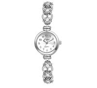 JewelryWe Reloj de Cuarzo Analógico para Mujer, Reloj de Pulsera para Mujer Correa de Diamantes Simulados Correa Desmontable Plata Rosa