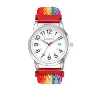 JewelryWe Reloj de Cuarzo Analógico Unisex: Correa Tejida Elástica Ajustable, Esfera Grande Números Arábigos, Calendario, Formato 24h - Todo el Año, Azul Marino