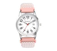 JewelryWe Reloj de Cuarzo Analógico Unisex: Correa Tejida Elástica Ajustable, Esfera Grande Números Arábigos, Calendario, Formato 24h - Todo el Año, Azul Marino