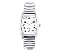 JewelryWe Reloj de cuarzo para hombre con esfera grande y fácil lector, con banda elástica en tono dorado/plateado, para el día del padre, plateado, (Square-Silver)