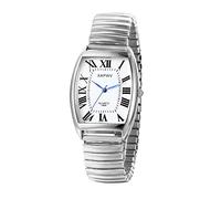 JewelryWe Reloj de Cuarzo para Hombre, Reloj de Hombre de Moda Tonneau Cuadrado Número Romano Dial Correa Elástica Fuerte, Plata