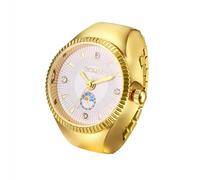 JewelryWe Reloj de dedo elástico para hombre y mujer, analógico, de cuarzo, de acero inoxidable, correa elástica, unisex, con cordón, dorado, Typ 2, Correa