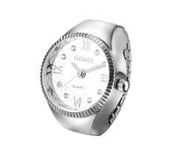 JewelryWe Reloj de dedo elástico para hombre y mujer, analógico, de cuarzo, de acero inoxidable, correa elástica, unisex, con cordón, plata, Typ 1