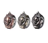 JewelryWe Reloj de dedo Punk para hombre y mujer con banda elástica redonda de cuarzo, anillo de reloj estilo calavera, color a elegir, 78-3piezas