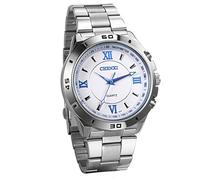 JewelryWe Reloj de diseño New Golden Cavaliere, Negocios Casual Reloj elegante, 3 Ojos decorativos, Esfera negro/azul atractivo, Relojes de hombre correa color Plata, Silver-c, Pulsera