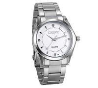 JewelryWe Reloj de diseño New Golden Cavaliere, Negocios Casual Reloj elegante, 3 Ojos decorativos, Esfera negro/azul atractivo, Relojes de hombre correa color Plata, Silver-b, Moderno y minimalista