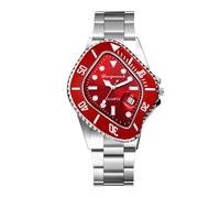 JewelryWe Reloj de diseño New Golden Cavaliere, Negocios Casual Reloj elegante, 3 Ojos decorativos, Esfera negro/azul atractivo, Relojes de hombre correa color Plata, Red-silver, Moderno y elegante