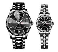 JewelryWe Reloj de pulsera analógico de cuarzo para hombre y mujer, resistente al agua hasta 30 m, correa de acero inoxidable, reloj informal con manecillas luminosas y herramienta de reloj, varios