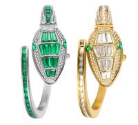 JewelryWe Reloj de pulsera analógico para mujer de aleación de serpiente, de cuarzo, flexible, flexible, con espiral, para mujer y niña, Serpiente de estrás - Juego de 2 unidades, Lujo