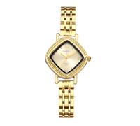 JewelryWe Reloj de pulsera analógico para mujer, de cuarzo, de acero inoxidable, con números romanos, con forma de diamante pequeño, color dorado, dorado