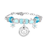 JewelryWe Reloj de Pulsera Bohemio Mujer: Reloje de Cuarzo Analógico Imitación de Cristal Piedras Preciosas Escala de Números Arábigos Caramelos Estilo Universitario - para Regalo