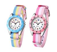 JewelryWe Reloj de pulsera infantil para niño y niña, arco iris LGBT Gay & Lesbian Pride, analógico, de cuarzo, con correa de silicona, Nailon - Juego de 2 unidades, Correa