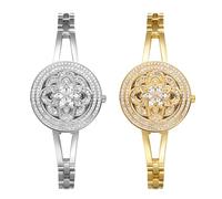 JewelryWe Reloj de pulsera para mujer con purpurina, resistente al agua hasta 30 m, analógico, de cuarzo, pulsera de acero inoxidable, con esfera de concha, 2 unidades, Pulsera