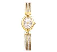 JewelryWe Reloj de Pulsera para Mujer, Elegante, único, Redondo, Ovalado, Esfera analógica, Cuarzo, Informal, con Correa de Metal, Correa de Bola, Color Dorado y Plateado, Oval - Pequeño-Oro