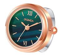 JewelryWe Reloj Dedo, Reloj de Dedo para Mujer Caja Redonda de Moda Escala de Números Romanos Anillo Ajustable 3ATM Reloj de Anillo Resistente al Agua Concha de Oro Rosa Superficie Verde