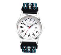JewelryWe Reloj Elástica Redondo Unisex: Reloj de Pulsera Cuarzo Analógico para Hombre y Mujer Esfera Numérica Arábigos Grande de Correa de Cuerda Trenzada Calendario - para Ocio Negocios Regalo