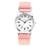 JewelryWe Reloj Elástica Redondo Unisex: Reloj de Pulsera Cuarzo Analógico para Hombre y Mujer Esfera Numérica Arábigos Grande de Correa de Cuerda Trenzada Calendario - para Ocio Negocios Regalo