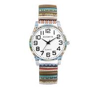 JewelryWe Reloj Elástico Bohemio Mujer: Reloj de Pulsera Cuarzo Analógico Redondo Correa de Acero Escala Numérica Arábiga Grandes Clara y Fácil de Leer - para Regalo