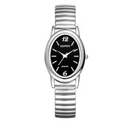 JewelryWe Reloj Elástico Ovalado Mujer: Reloj de Pulsera Cuarzo Analógico Correa de Acero Inoxidable Punteros Luminosos Escala de Barras - para Regalo