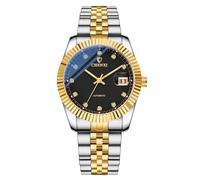 JewelryWe Reloj Mecánico Automático Hombre: Reloj de Empresa Redondo Escala de Diamantes Correa de Acero Inoxidable Extraíble Resistente al Agua Puntero Luminoso Negro - para Ocio Negocios Regalos