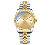 JewelryWe Reloj Mecánico Automático Hombre: Reloj de Empresa Redondo Escala de Diamantes Correa de Acero Inoxidable Extraíble Resistente al Agua Puntero Luminoso Oro - para Ocio Negocios Regalos