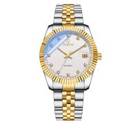JewelryWe Reloj Mecánico Automático Hombre: Reloj de Empresa Redondo Escala de Diamantes Correa de Acero Inoxidable Extraíble Resistente al Agua Puntero Luminoso Blanco - para Ocio Negocios Regalos