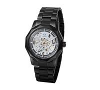 JewelryWe Reloj Mecánico Automático Hombre: Reloje de Pulsera Vestir Correa de Acero Inoxidable Dial de Engranajes Punteros Luminosa - para Regalo