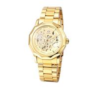 JewelryWe Reloj Mecánico Automático Hombre: Reloje de Pulsera Vestir Correa de Acero Inoxidable Dial de Engranajes Punteros Luminosa - para Regalo
