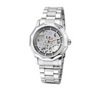 JewelryWe Reloj Mecánico Automático Hombre: Reloje de Pulsera Vestir Correa de Acero Inoxidable Dial de Engranajes Punteros Luminosa - para Regalo