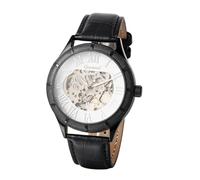 JewelryWe Reloj Mecánico Automático Hombre: Reloje de Pulsera Vestir Retro Correa de Cuero Escala de Números Romanos Punteros Luminosa - para Regalo