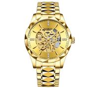 JewelryWe Reloj Mecánicos Automáticos Hombre: Relojes Resistente al Agua Redondo Oro para Caballero Puntero Luminoso Correa de Acero Inoxidable Extraíble Plata - para Ocio Negocios Regalos