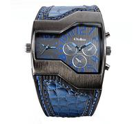 JewelryWe Reloj Militar y Deportivo con Doble Mecanismo de Cuarzo Correa de Cuero para Hombre con subdiales Decorativos, Regalos San Valentín para Hombre, Regalos Dia del Padre