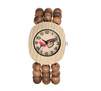 JewelryWe Reloj Mujer Pulsera Elástica: Forma Tonel,Cuarzo Analógico,Cuentas de Madera Hechas a Mano,Reloj Vintage Regalo para Ella