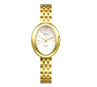 JewelryWe Reloj Pequeño Ovalado Mujer: Reloj de Pulsera de Cuarzo Analógico de Vestir Clásico Dorado Correa de Acero Inoxidable Casual Negocios - para Regalos