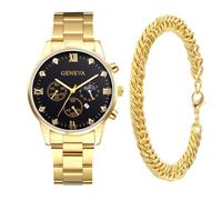 JewelryWe Reloj Pulsera Analógico Hombre: Reloj de Cuarzo Redondo Tres Ojos Esfera Decorativa Escala de Diamantes Punteros Luminosos Correa de Acero Inoxidable Extraíble - para Ocio Negocios Regalos