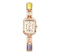 JewelryWe Reloj Rectangular Pequeño Mujer: Reloj de Pulsera Cuarzo Analógico Correa de Aleación imitación de Piedra Preciosa - para Regalo