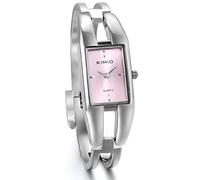 JewelryWe Reloj Rosa Mujer, Rectangular Diseño Elegante Fino, Cuarzo Pequeño para Chica Dulce, Buen, Rosa