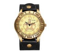 JewelryWe Reloj Steampunk Redondo Unisex: Reloj de Pulsera de Cuarzo Analógico Vintage para Hombre y Mujer Correa de Cuero Escala de Numérica Arábigos Esfera de Corona - para Regalo