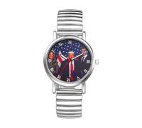 JewelryWe Reloj unisex de acero inoxidable: dorado 2024 US Election Trump, reloj analógico ultrafino de cuarzo para hombres y mujeres, día de San Valentín, Navidad, día del padre, regalo de joyería,