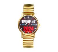 JewelryWe Reloj unisex de acero inoxidable: dorado 2024 US Election Trump, reloj analógico ultrafino de cuarzo para hombres y mujeres, día de San Valentín, Navidad, día del padre, regalo de joyería,