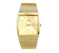 JewelryWe Reloj Vestir Cuadrado Hombre: Reloj de Pulsera de Cuarzo Analógico Negocios Esfera Grande Correa de Malla Acero Inoxidable Calendario Luminoso - para Regalo