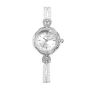 JewelryWe Reloj Vestir Pequeño Mujer: Reloj de Pulsera Cuarzo Analógico Redondo Correa de Perla Fina - para Regalo