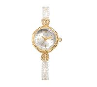 JewelryWe Reloj Vestir Pequeño Mujer: Reloj de Pulsera Cuarzo Analógico Redondo Correa de Perla Fina - para Regalo