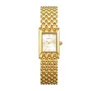JewelryWe Reloj Vestir Pequeño Mujer: Relojes de Pulsera Cuarzo Analógicos Oro Retro Correa de Acero Inoxidable Caja Cuadrada Resistente al Agua - para Regalo