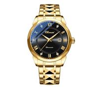 JewelryWe Reloj Vestir Redondo Hombre: Reloj de Pulsera Cuarzo Analógico Correa de Acero Inoxidable Escala de Números Romanos Luminosa Calendario Resistente al Agua - para Regalo