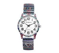 JewelryWe Relojes Analógicos Elástica Mujer: Reloj Cuarzo Redondo para Escala Números Arábigos Correas de Colores - Ropa Diaria