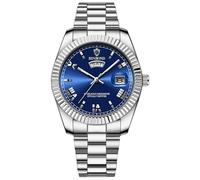 JewelryWe Relojes Analógicos Redondo Hombre: Reloj Resistente al Agua para Caballero Puntero Luminoso Día Fecha Correa de Acero Inoxidable Extraíble Escala de Número Romano - Para Ocio Negocios Regalo