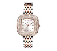 JewelryWe Relojes de Cuadrado Analógicos para Mujer: Reloj de Pulsera de Esfera con Escala Imitación Diamantes Correa de Aceros Inoxidable Plata - para Ocio Negocios Regalos
